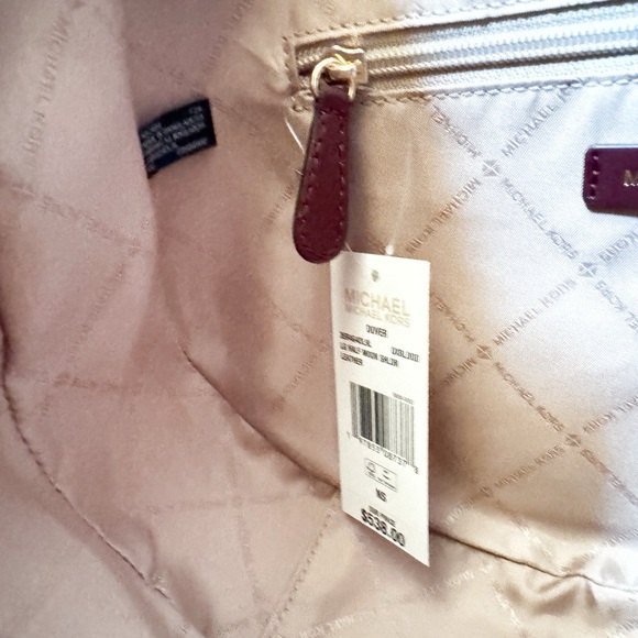 Michael Kors Dover Large Half-Moon Shoulder Hobo Leather Bag Oxblood - Picture 9 of 10